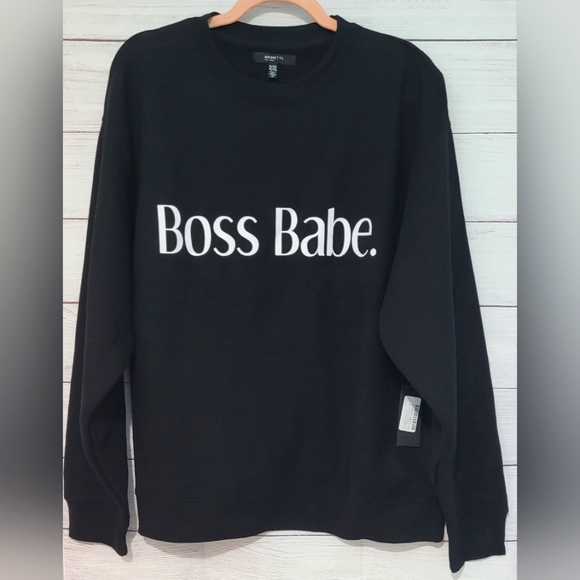 Nwt Brunette the Label BTL BOSS BABE spellout crewneck sweatshirt Size L/XL - Picture 4 of 5